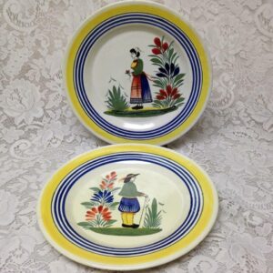 Vintage, 2-pc Henriot Quimper Dinner Plates (B)