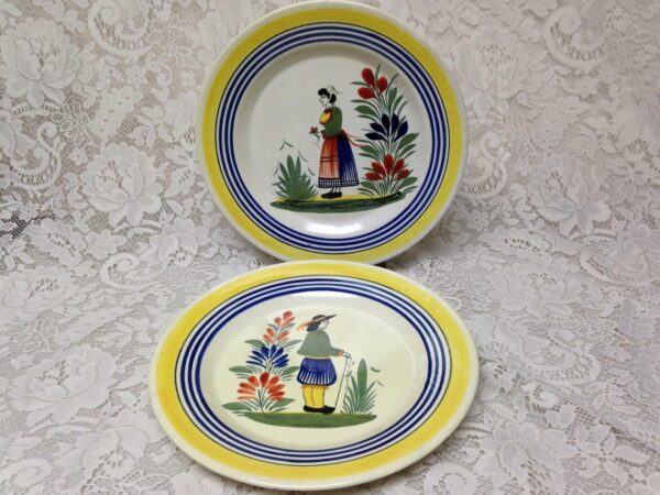 Vintage, 2-pc Henriot Quimper Dinner Plates (B)