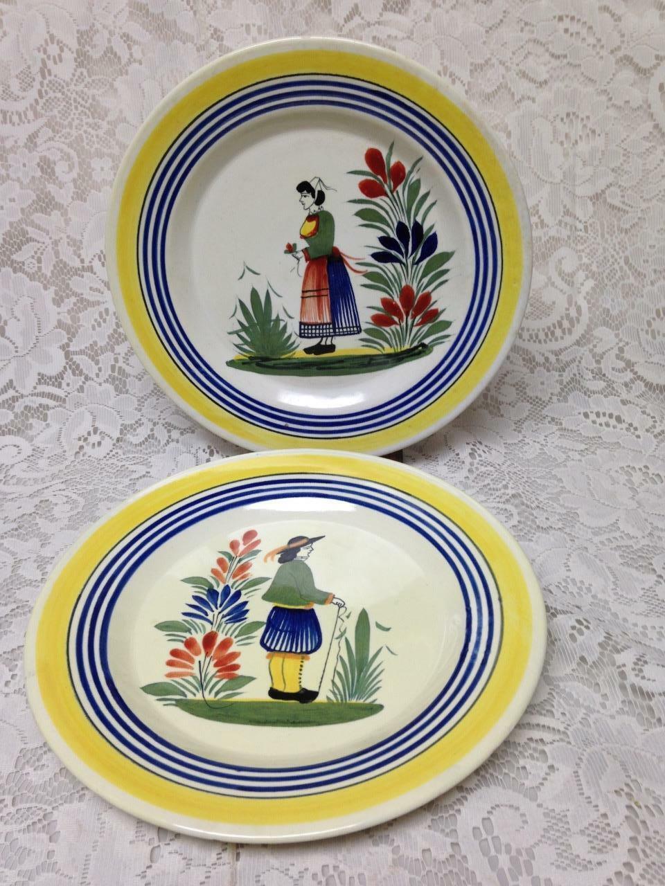 Vintage, 2-pc Henriot Quimper Dinner Plates (B)