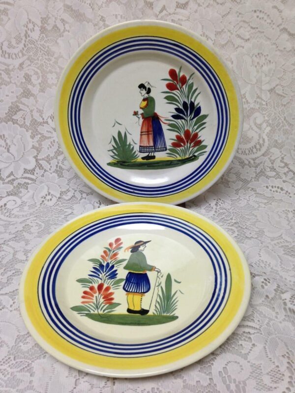 Vintage, 2-pc Henriot Quimper Dinner Plates (B)