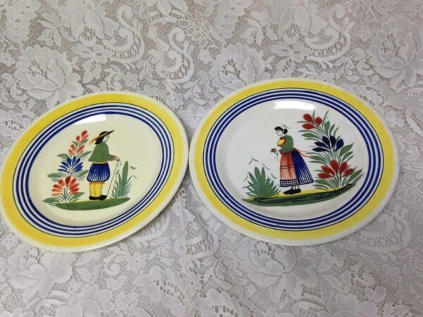 Vintage, 2-pc Henriot Quimper Dinner Plates (B)