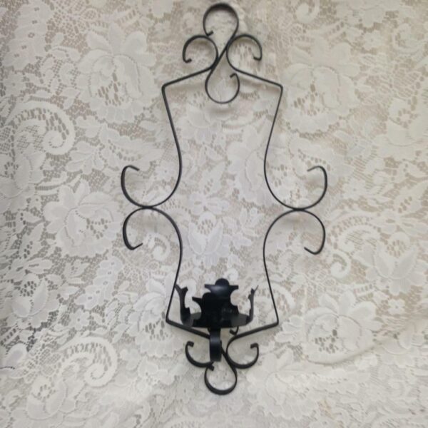 Cast Iron, Blue Willow Frosted Glass Chimney Wall Sconce