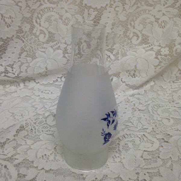 Cast Iron, Blue Willow Frosted Glass Chimney Wall Sconce