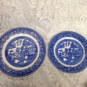 Vintage, Blue Willow 2pc Bread-plate and Luncheon Plate- John Steventon- Woods