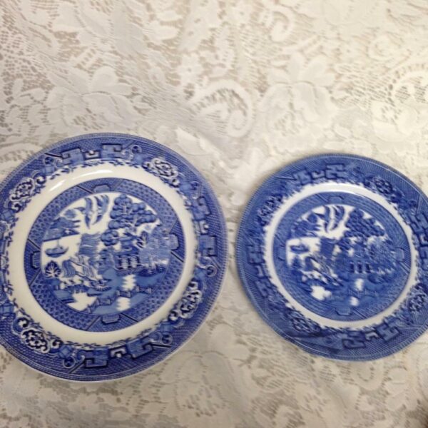 Vintage, Blue Willow 2pc Bread-plate and Luncheon Plate- John Steventon- Woods