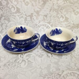 Vintage, Occupied Japan, Blue Willow 4pc Cups and Saucers