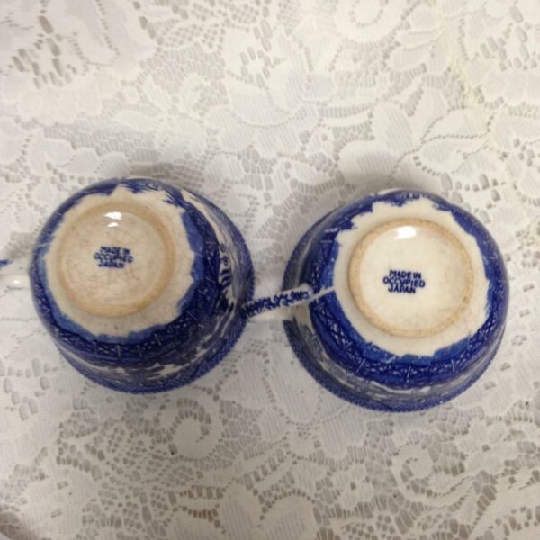 Vintage, Occupied Japan, Blue Willow 4pc Cups and Saucers