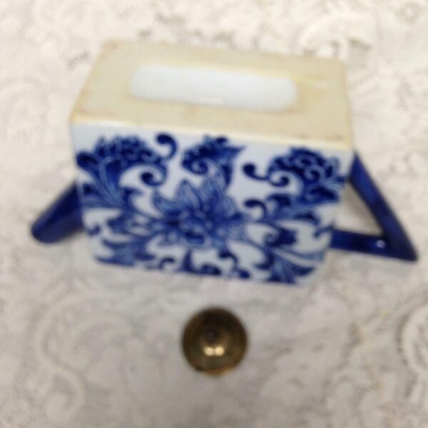 Unusual Blue and White Floral Teapot 10in x 3in x 5.5in