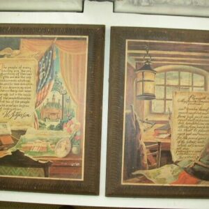 Vintage Pair Plymouth 1620 and 1776 T. Jefferson Plaque or Wall Decor