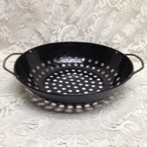 Vintage, Black Enamel Collander. 13in x 11in x 3in