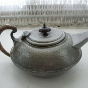 AntiqueRare Craftsman Sheffield Hammered Pewter Teapot