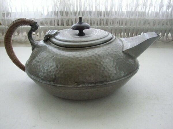 AntiqueRare Craftsman Sheffield Hammered Pewter Teapot