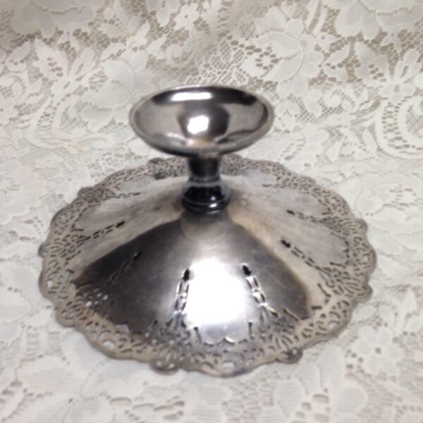 Antique, Audi Small Silver Plated Pierced Reticulated Compote. 3.5in x 8in D