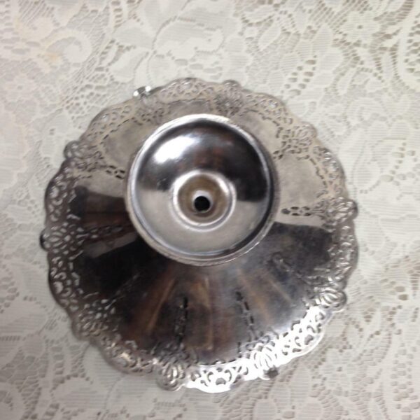 Antique, Audi Small Silver Plated Pierced Reticulated Compote. 3.5in x 8in D