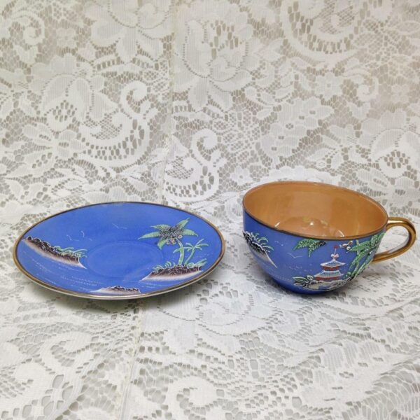 1920s, Moriyama-Morimura, Japan, Variant Gaudy Blue Willow 3pc - Trio Set