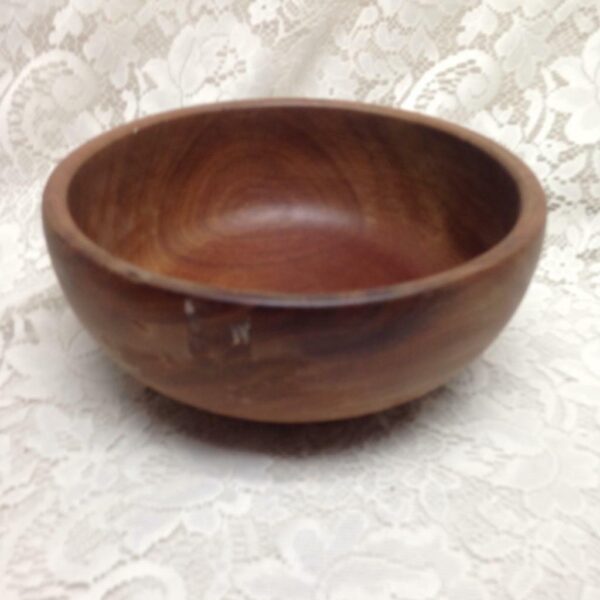 Vintage, 3pc Round Wooden Salad or Pasta Bowl with Blue Willow Utensils