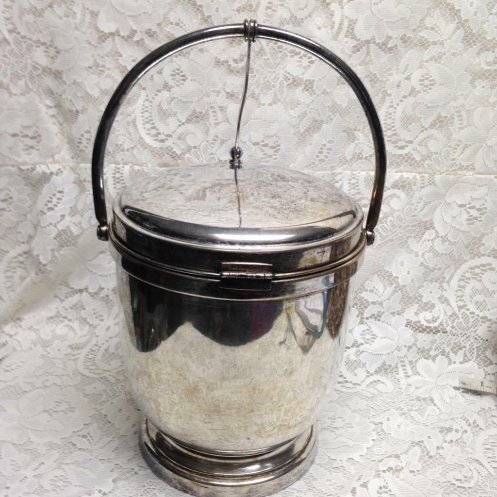 Vintage Apollo -Bernard Ride & Sons Silver Plated Hinged-Roll Lid Ice Bucket