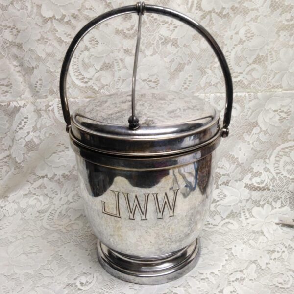 Vintage Apollo -Bernard Ride & Sons Silver Plated Hinged-Roll Lid Ice Bucket