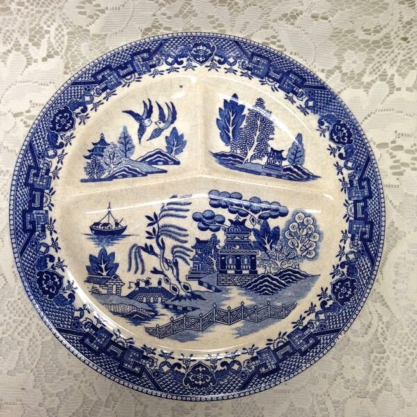 Vintage, Rare Moriyama Occupied Japan, Blue Willow Grill Plate 10in D (B)