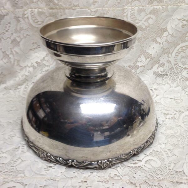 Vintage 4pc Silver Plated Punch-Soup-Pasta-Salad Bowl with 3 Ladles 9inH x 12inD