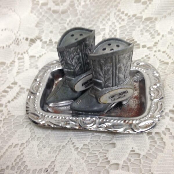 Vintage, 3pc Pewter Jonesboro Georgia Souvenir- Salt and Pepper Shaker