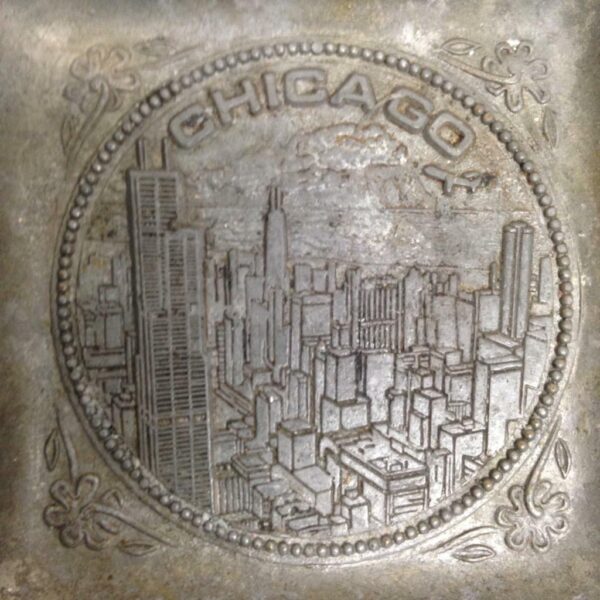 Vintage, Chicago Pewter Ash Tray Souvenir 5in x 4.5in