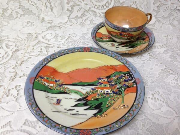 Vintage, Rare, Japan 3-pc Variant, Gaudy Blue Willow Trio or Snack Set