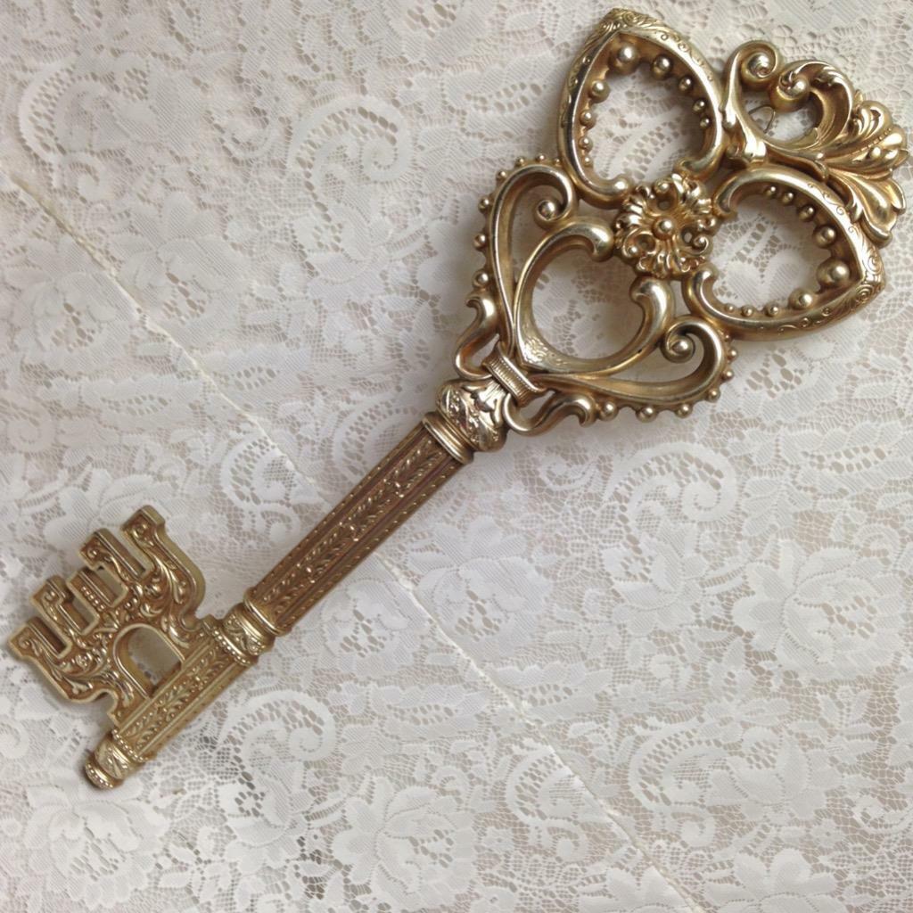 Vintage Set of Syroco Gold Keys- Wall Decor 24in L and 12in L