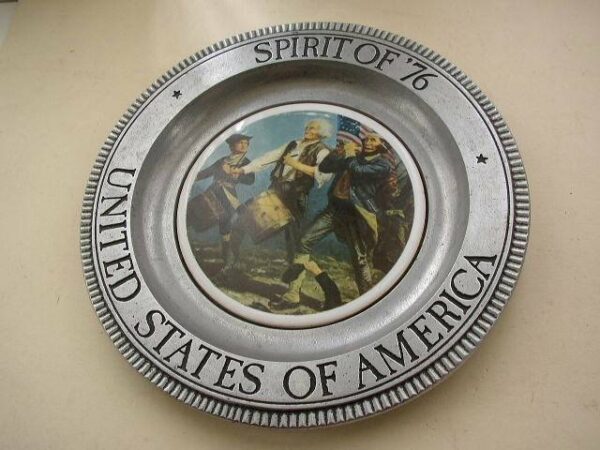 Vintage Pewter Historical Plate: The Spirit of 1776