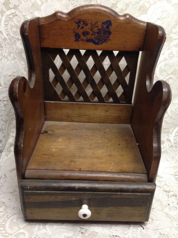 Vintage, Toddlers Wooden Booster Seat-High Chair with Blue Willow Design