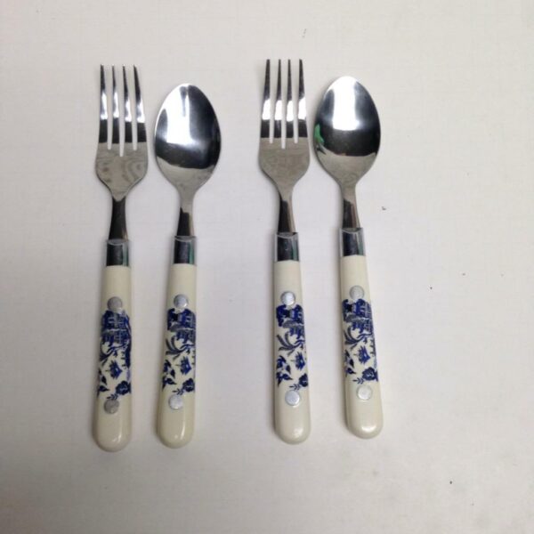 Vintage, 4-pc Blue Willow Children's Flatware, Service for 2