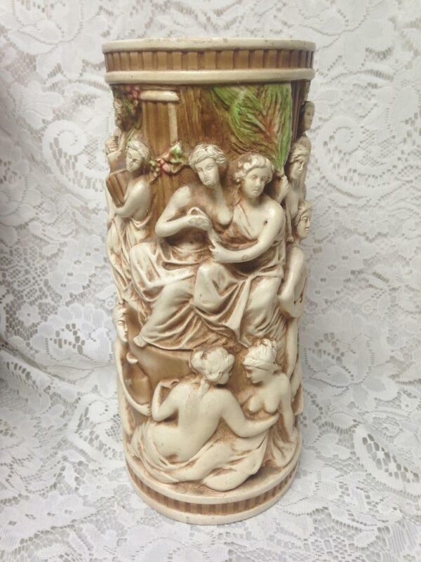 Vintage, Rare, Allegorical Tall Vase 11in x 5in