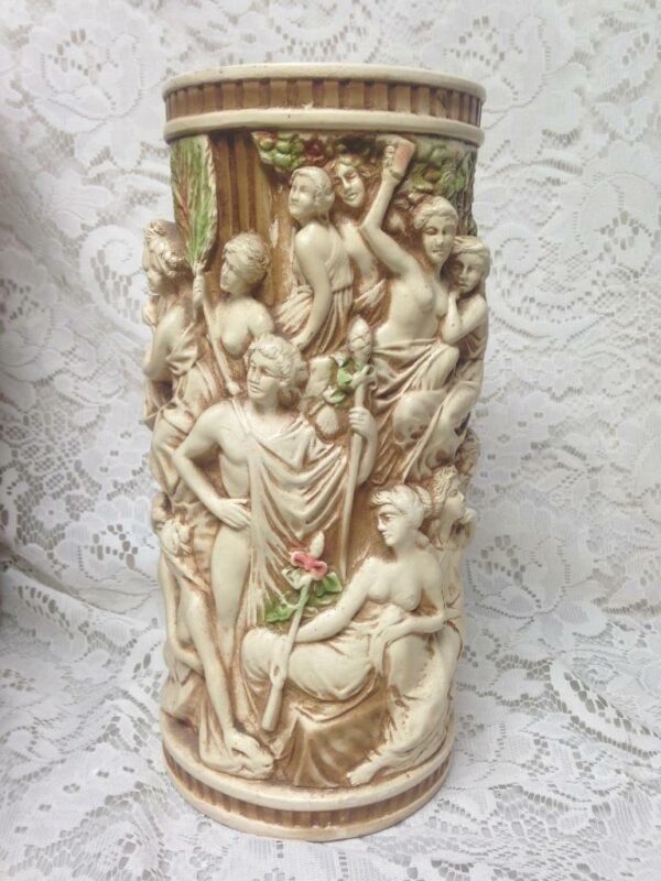 Vintage, Rare, Allegorical Tall Vase 11in x 5in