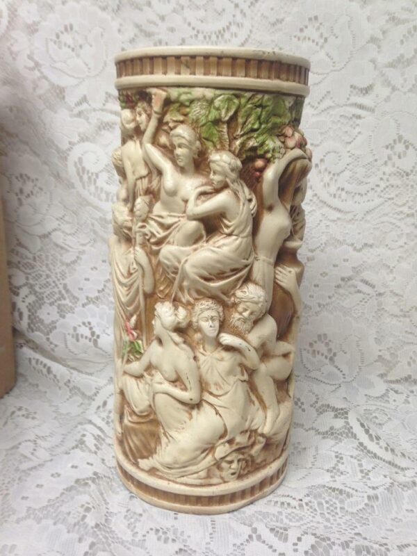 Vintage, Rare, Allegorical Tall Vase 11in x 5in
