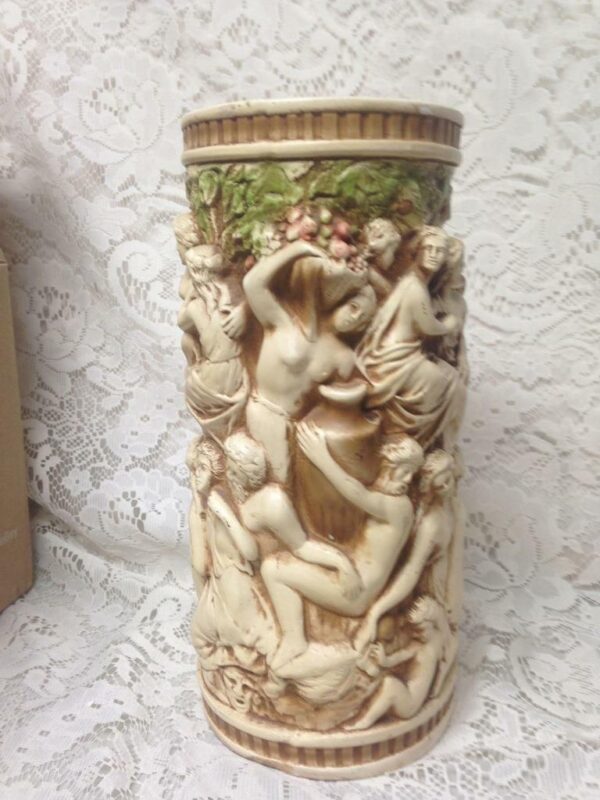 Vintage, Rare, Allegorical Tall Vase 11in x 5in
