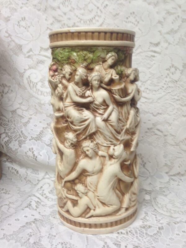 Vintage, Rare, Allegorical Tall Vase 11in x 5in