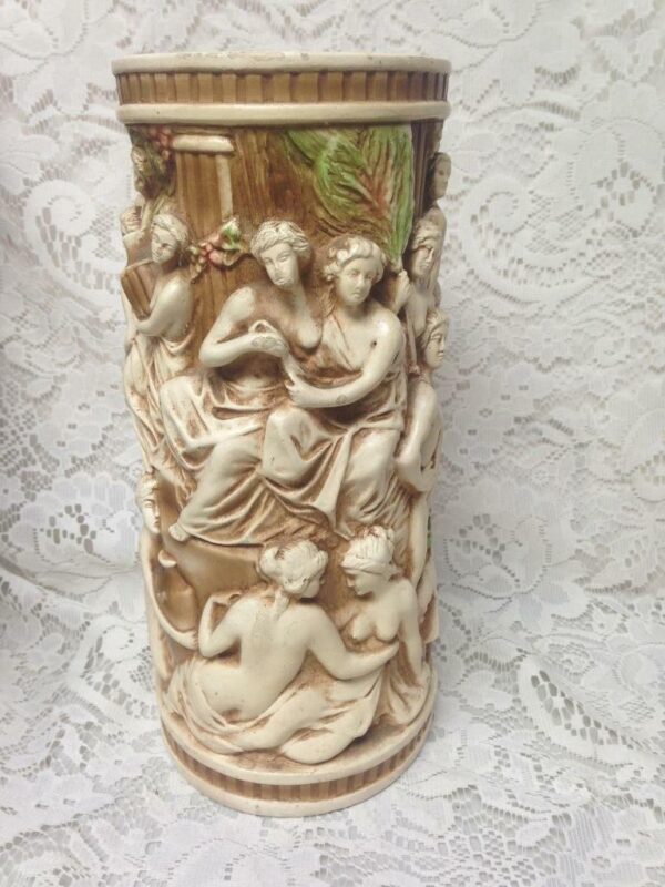 Vintage, Rare, Allegorical Tall Vase 11in x 5in