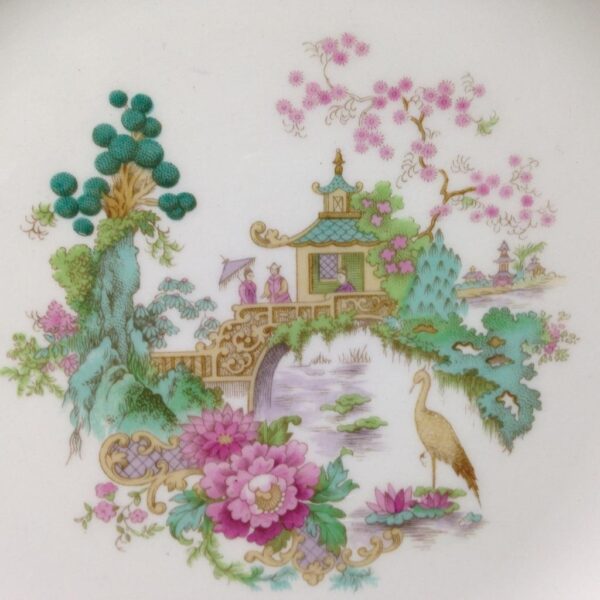 Vintage, Rare, Myott, England,Variant, Green Trim Gaudy Blue Willow, 8in Plate