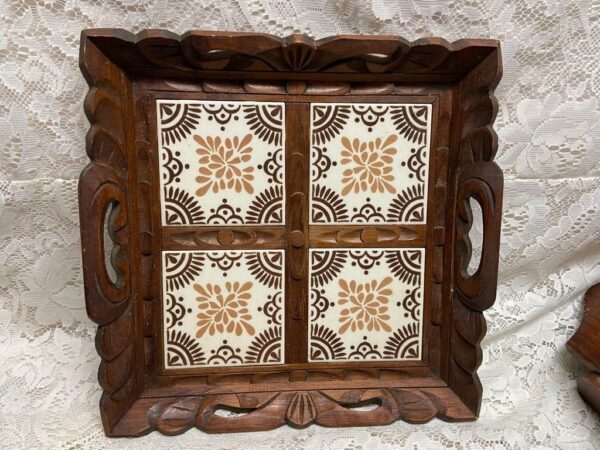 Rare, Custom Made, Heavy Tiled Serving Tray 14in L x 13in W