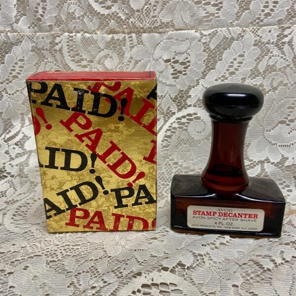 1970s Avon Spicy After Shave Stamp Decanter 4floz (NIB)