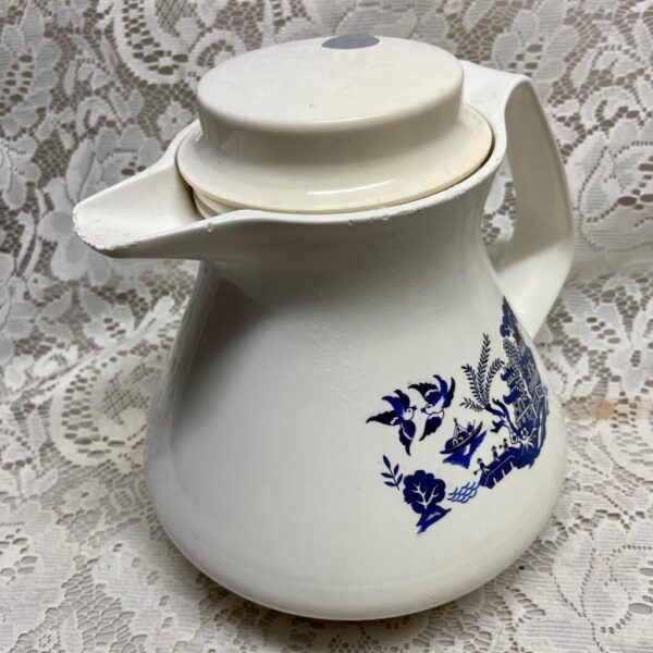 Vintage, Thermos-Germany, Blue Willow Teapot 8.5in H x 9in L x 7.5in D