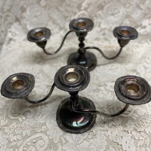 1890s BP Pair of Art Nouveau Silver-plated 3-Lights Candelabra