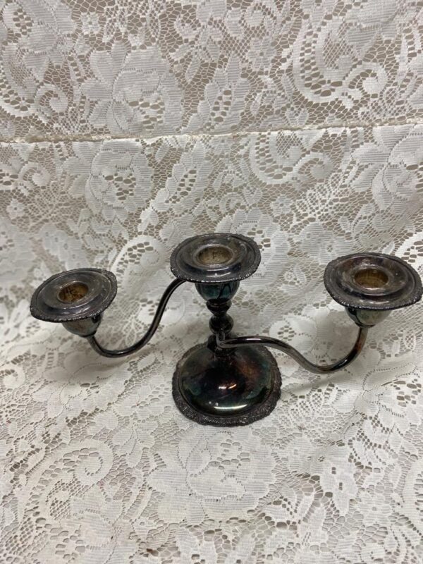 1890s BP Pair of Art Nouveau Silver-plated 3-Lights Candelabra