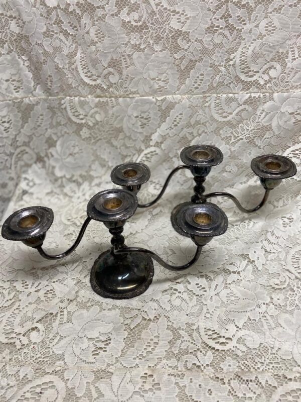 1890s BP Pair of Art Nouveau Silver-plated 3-Lights Candelabra