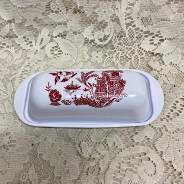 Red Willow Melamine  Covered Butter Dish 7.5in L x 3.5in W x 2in H