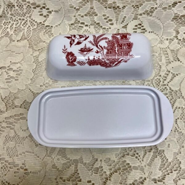 Red Willow Melamine  Covered Butter Dish 7.5in L x 3.5in W x 2in H