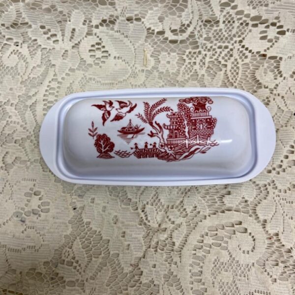 Red Willow Melamine  Covered Butter Dish 7.5in L x 3.5in W x 2in H