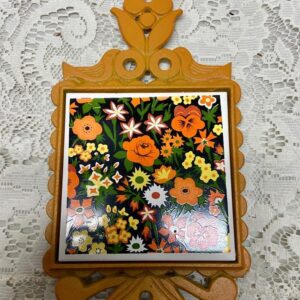 Vintage, Orange Floral, r Ceramic Tile Trivet-Teapot Stand