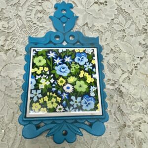 Vintage, Blue Floral, Napcoware, Japan, Ceramic Tile Trivet-Teapot Stand