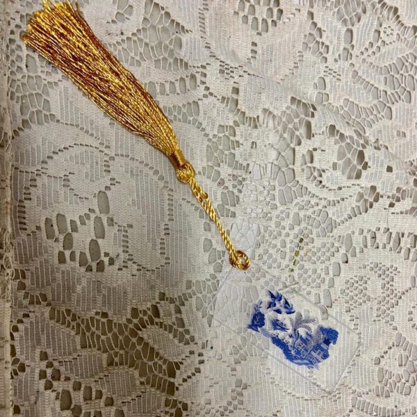 Blue Willow Bookmark with Yellow Tassel 8in x 1.5in